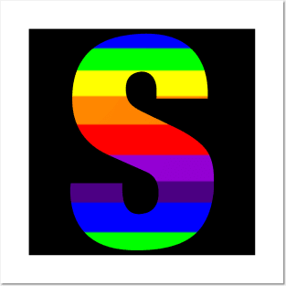 The Letter S in Rainbow Stripes Posters and Art